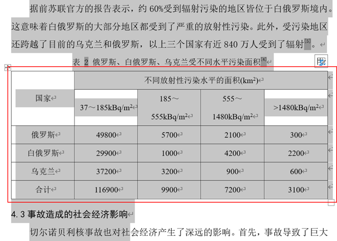 对选区范围内的表格进行样式修改